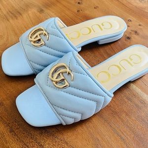 GUCCI Metalsse slides/sandals powder blue